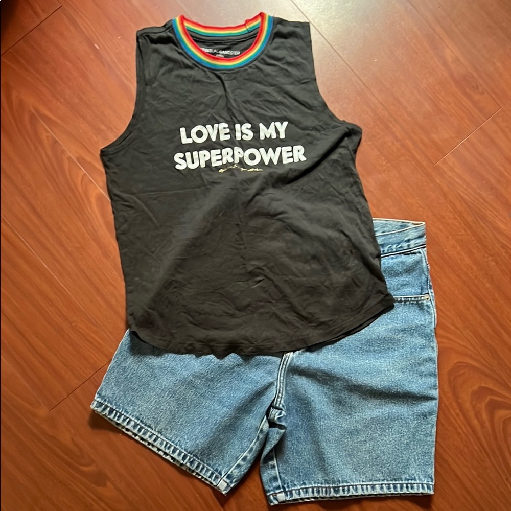 Spiritual Gangster Black Tank Top‎ Love Is My Superpower size s Arizona 5 jhorts